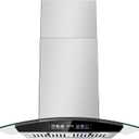 Island Range Hood 30 Inch 700 CFM Ceiling Mount Kitchen Vent Hood Tempered Glass with Color Gesture Sensing & Touch Control, 3 Speed Fan, 4 LED Lights, Permanent Filters