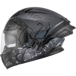 OUMURS DOT Motorcycle Full Face Helmet, Flip Up Dual Visor, Adult, Sun Shield, Lightweight, Street Bike, DOT Approved, Sport Bike, Unisex, Model-167, Future Gray - XL