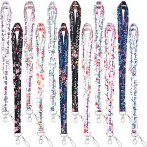 Motipuns 24 Pcs Christian Gift Bulk Bible Verse Lanyard for ID Badge Scripture Religious Keychain Mother Church Gift