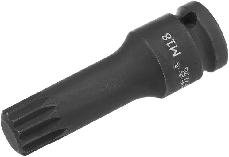 uxcell 1/2" Drive x M18 (18mm) Impact Triple Square Spline Bit Socket, Metric 3" Length, CR-MO Steel Use with Impact Drivers or Hand Ratchets