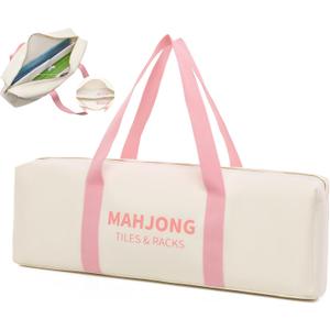 Mahjong Rack Bag with Dividers, Storage for Pushers, Pink 20inch, 20.8 x 5.1 x 6.7 Inches / 53 x 13 x 17 cm
