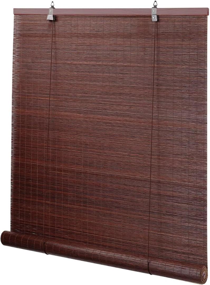 Bamboo Blinds for Interior Windows, Easy to Install Bamboo Shades for Indoor Windows, Custom Roller Shades for Indoor Window and Outdoor Patio (71"W x 64"H, Bamboo Maroon Color)