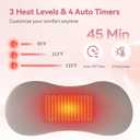 Heated Lumbar Support Pillow for Sleeping Memory Foam Back Pillow for Bed, 3 Heat Levels & 8 Timers, Ergonomic Lower Back Pillow for Side, Back & Stomach Sleepers, Washable Cover