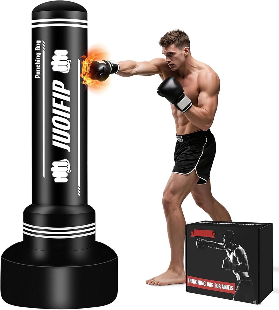 Freestanding Punching Bag with Stand, Men Standing Kickboxing Bag, Heavy Boxing for Adult Teens, Suitable for MMA Dummy Karate Home Gym Training Equipment Excludes Gloves and Pumps