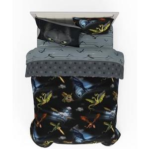 Franco How to Train Your Dragon Kids Bedding Super Soft & Cozy Reversible Microfiber Comforter and Sheet Set with Sham, 7 Piece Full Size, (Officially Licensed Product)