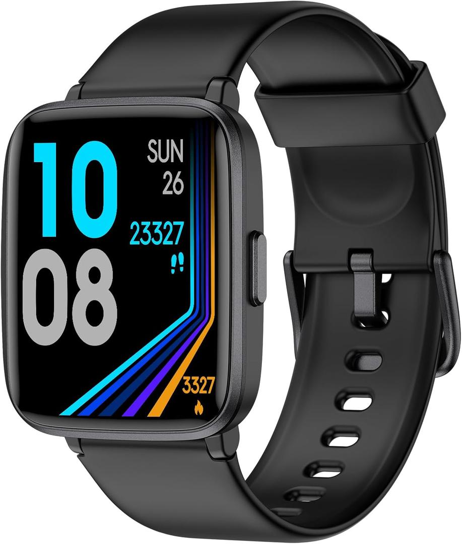 LIVIKEY Fitness Tracker Watch with Heart Rate Monitor, Activity Tracker with Pedometer, Sleep Monitor, Calories & Step Counter, IP68 Waterproof Smart Watches for Women Men Fitness Watch for Sports (Black)