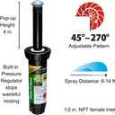 Rain Bird 8SAPROPR Pressure Regulating (PRS) High-Efficiency Pro Rotary Sprinkler, Hand Adjustable 45 - 270 Pattern, 8' - 14' Spray Distance, 4" Pop-up Height