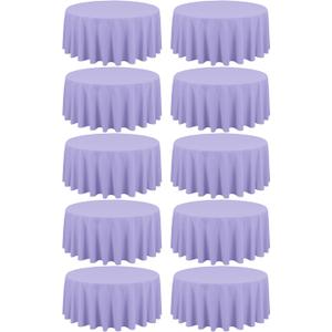 10 Pack Lavender Round Tablecloths - 90 Inch, Polyester Table Cover, Stain and Wrinkle Resistant Washable Fabric Table Cloth for Wedding Banquet Parties