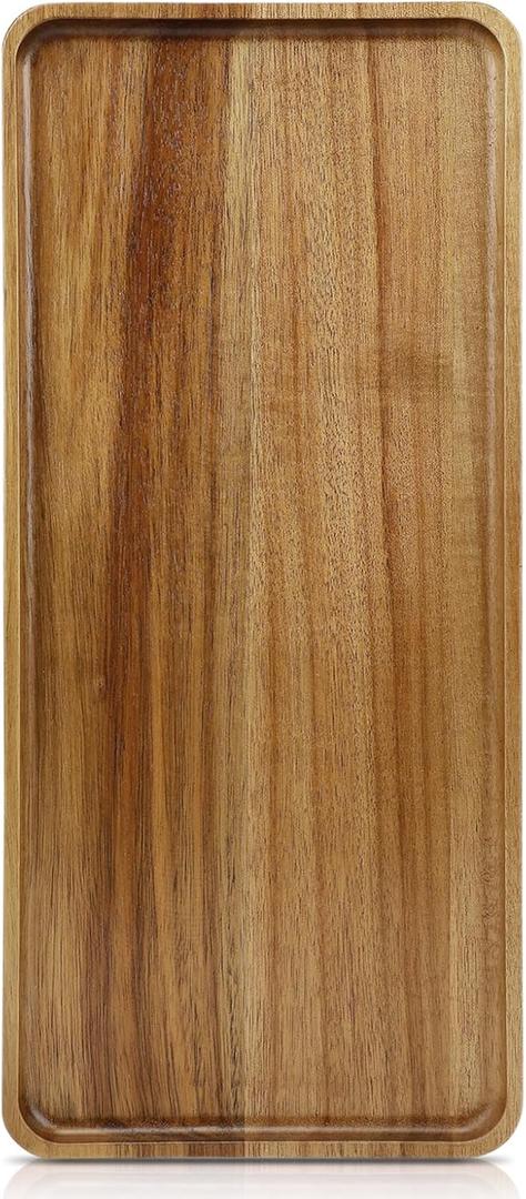 1 pcs 15.7" x 7" Large Solid Acacia Wood Serving Tray Rectangular Wooden Serving Platter Natural Wooden Board for Bar Coffee Party