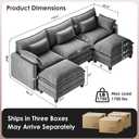 Marsail 5-Seat Modular Sectional Sofa, U-Shaped Cloud Couch, Slate Gray, 110.6" - U Shape