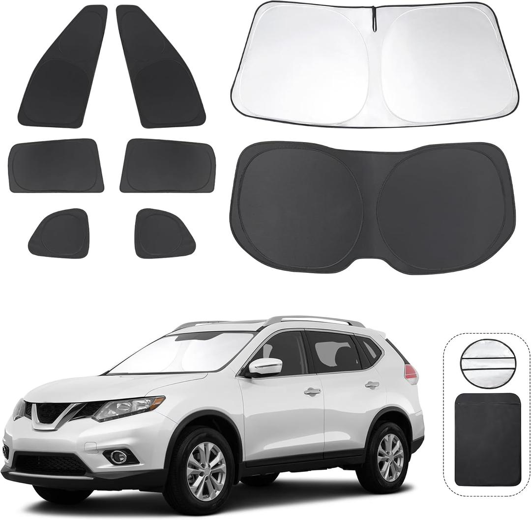 TINGLU Window Shades for Nissan Rogue 2014-2020(NOT for Rogue Sport & 2021 Rogue 3rd Gen. T33) Accessories Full Windows Rear Triangular Windshield Sun Shade Sun UV Rays Privacy Protection 8PCS