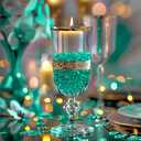 HappyFiller 4400 PCS Teal Tiny Acrylic Beads Gemstone Party Confetti Table Scatters Gems 7mm for Vase Filler,Floral Arrangement,Bridal Shower Decoration,Home Centerpieces,Candle Display