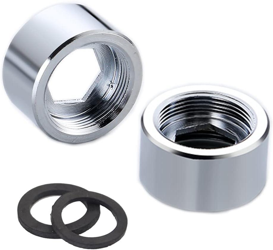 2pcs Faucet Adapter, 24mm NPT Female Thread Transfer to Female Thread, Tap Connector Aerator for Bathroom Kitchen Water Purifier Adapter (NPT F22mm to F24mm)