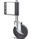 Ronlap Gate Wheels for Wooden and Metal Tube Swing Fence, Spring Loaded Caster With Brake, Heavy Duty Outdoor Farm Vinyl Rollers, 250 Lbs, 5 Inches, Black