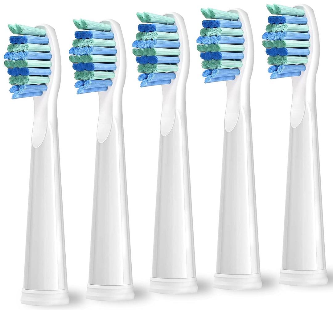 teeteck 5 Pack Electric Toothbrush Replacement Heads Compatible with FairywillToothbrush Heads Compatible with FW-507/508/551/515/917/959/2011,FW-D1/D3/D7/D8 (White)