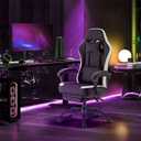 DUMOS Ergonomic Gaming Chair with Footrest, Video Game Chairs, Black, Fabric 20.62"D x 24.8"W x 53.97"H
