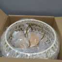 Rattan Pendant Light Fixture,Basket Chandelier Hanging Lights,Cream White Boho Drum Lighting Flush Mount Ceiling Lights Woven Wicker Chandeliers for Kitchen Island Dinning Hallway Bedroom