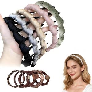 5Pcs Zig Zag Headbands, High Cranium Headbands for Women's Hair, Wavy Teeth Hairs Hoop, Headband with Teeth for Women Christmas Gifts, Velvet Headband for Women Girls Hairs Accessory Styling(Satin)