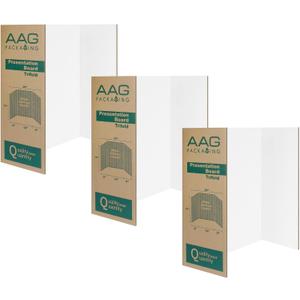 Trifold Presentation Board, Double-Wall Construction, Smooth Edges, Foldable Storage, for School Projects, Business Presentations (White, 24 x 16 x 0.78 inch)