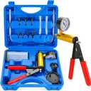 2 in 1 Handheld Vacuum Pump Brake Bleeder Kit for Motorcycle, 16 pcs Brake Fluid Bleeder Oil Change Hand Held Vacuum Pistol Pump Tester Kit for Bike Car Truck (Blue)