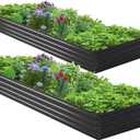 2PCS 9x3x1ft Galvanized Raised Garden Bed Kit,Metal Planter Box for Vegetables,Flowers,Herbs Durable Rust-Resistant Patio Gardening Beds,Black