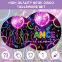 2 x 120PCS Let's Dance Party Supplies Disco Themed Birthday Party Decoration Back to 70s 80s 90s Tableware Set Plates Napkins Cups Forks Knives for 20 Guests
