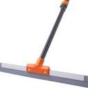 Floor Squeegee for Concrete and Tile Cleaning, 24'' Rubber Wiper Broom, Large Heavy Duty Water Scraper with 60'' Long Handle for Garage, Deck, Bathroom, Shower Glass, Window