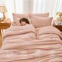 MUXHOMO 7 Pieces King Comforter Set, Soft Bed in a Bag King Size, All Season Bedding Set with Comforter, Flat Sheet, Fitted Sheet, Pillowcases & Shams, Rose Gold