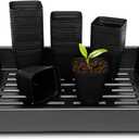 RooTrimmer 3.15 inch (8CM) Square Nursery Pots 100 pcs, Sturdy Seedlings Trays 5 Pcs, Seeds Starter Germination Tray, Microgreening Planter Nursery Propagation 5 Sets