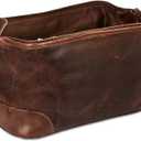 HLC Leather Toiletry Bag for Men Best Gift Premium Genuine Dopp Kit Shaving Kit Organizer Travel Kit Pouch Bag 10 inch Size (Brown)