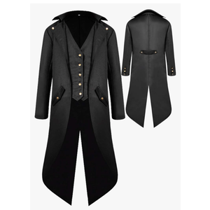 SIAEAMRG Renaissance Steampunk Tailcoat Halloween Costumes for Boys, Medieval Pirate Vampire Victorian Jacket Frock Coat Kids M