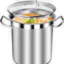 Large Stainless Steel Stock Pot with Lid  24 Quart (6 Gallon) Heavy-Duty Cooking Pot for Soup, Stew, Pasta  Commercial & Home Use, Easy to Clean