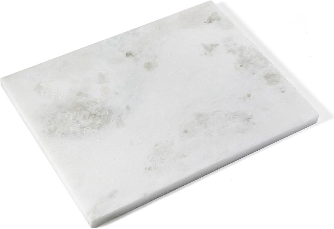 Koville African Natural Marble Cutting Board for Kitchen, 16x20inch Extra Large Hand Crafted Marble Slab for Cheese, Charcuterie, Pastry Board - Wedding Gift, House Warming Gift (White Marble-Namib Fantasy)