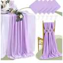 5 Pieces 10Ft Wedding Table Runner Light Purple Chiffon Table Runners Sheer Wedding Arch Overlay Fabric for Birthday Bridal Party Decorations