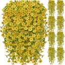 Artificial Hanging Flowers for Outdoors Spring Summer Decoration, 8PCS UV Resistant Silk Fake Hanging Plants for Patio Porch Front Yard Window Garden Indoor Decor(Yellow,8PCS)