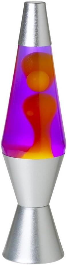 Lava Lite 21250400US2125 Lava The Original Silver Base Lamp with Yellow Wax in Purple Liquid, 14.5", Yellow/Purple