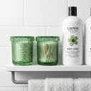 2 Pack Qtip Holder - Apothecary Jars with Lids, Bathroom Organizers and Storage Canister for Cotton Balls,Swabs,Floss Picks,Hair Ties,Clear Glass Vintage Bathroom Decor Jar Set (Green)