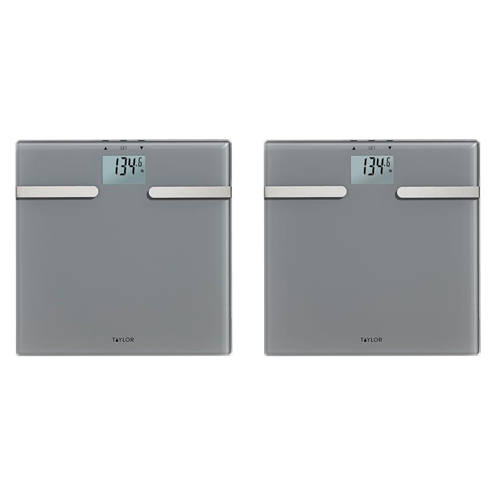 Taylor BIA Digital Bathroom Scale, Charcoal Grey, (5282622) (Pack of 2)