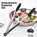 Doosu Kitchen Tongs for Cooking - 600F Heat Resistant Food Tong with Non-Scratch Silicone Tips, Heavy Duty Stainless Steel Locking Tong for BBQ, Grilling Steak, Serving Salad, Pasta (12in, Black)