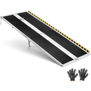 VEVOR 8FT Portable Wheelchair Ramp, Smooth Door Access No Blocking Design, 800 LBS Heavy Duty Non-Slip Threshold Ramp for Home Steps, Stairs, Doorways, Scooter, Curbs