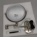 Auxmir 1X/30X Wall Mounted Lighted Makeup Mirror, 8" 3200 mAh Rechargeable Double-Sided Magnifying Mirror, Touch Dimmable 3 Color Lights, 360 Rotating Foldable 14.5" Extension Arm, Brushed Nickel