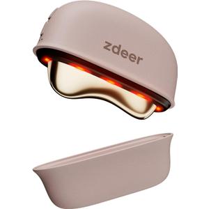 ZDEER LED Red Light Therapy for Face & Neck Massager Facial Care Device Electric Gua Sha Brass Tool with Heat & Vibration for Firming, Sculpting & Skincare, Pink