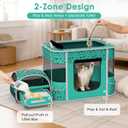 Cat Playpen - Portable Dog Playpen with Litter Box, Foldable Soft Dog Crate for Indoor/Outdoor, Pop Up Cat Enclosure, Collapsible Puppy Kitten Rabbit Cage Tent，2-Room