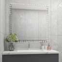 Lovdeco Peel and Stick 3 Inch Beveled Mirror Glass Tile Silver Crystal Mosaic Tile for Kitchen Backsplash Bathroom (3x3 Inch, 32 Sheets)