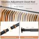 STORAGE MANIAC Closet Rods for Hanging Clothes 17.5 to 45 Inches Heavy Duty Stepless Adjustable Closet Hanging Rod 1.2 Inch Diameter Metal Closet Rod for Wardrobe Bathroom Bedroom Laundry RV, Black