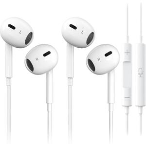 2 Pack Wired Headphones for iPhone Earbuds Built-in Microphone & Volume Control Nosie Reduction Headsets Compatible with iPhone 14/13/12/11/Plus/Pro/Pro Max/mini/XS/XS Max/X/XR/SE/8/8 Plus/7/7 Plus