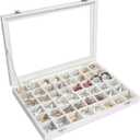 Jewelry Tray Organizer Box 48 Grid Jewelry Display Organizer Box with Transparent Lid Rings Earrings Necklaces Pendants Display Box Suitable for Women and Girls (48 Grid, White)