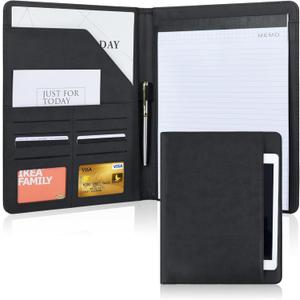 Pacific Mailer Padfolio Portfolio Binder Leather Padfolio Legal Pad Portfolio Business Card Holder Included Letter Size Writing Pad [Black] (Padfolio with Top Pocket (9.84" x 12.4" x 1"))