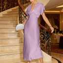 RIHOAS Midi Cocktail Dresses for Women Wedding Guest V Neck Ruffle Spring Summer A Line Formal Dress Flowy Party Gown Wedding (M)