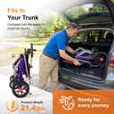 Lightweight Foldable Transport Wheelchair for Seniors Adults, Purple